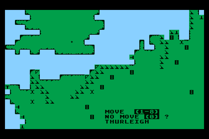 50 Mission Crush Atari 8-bit Screenshot: Map view.
