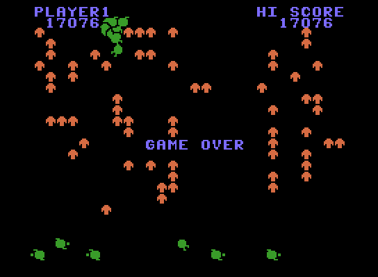 Centipede ColecoVision Screenshot: Game over.