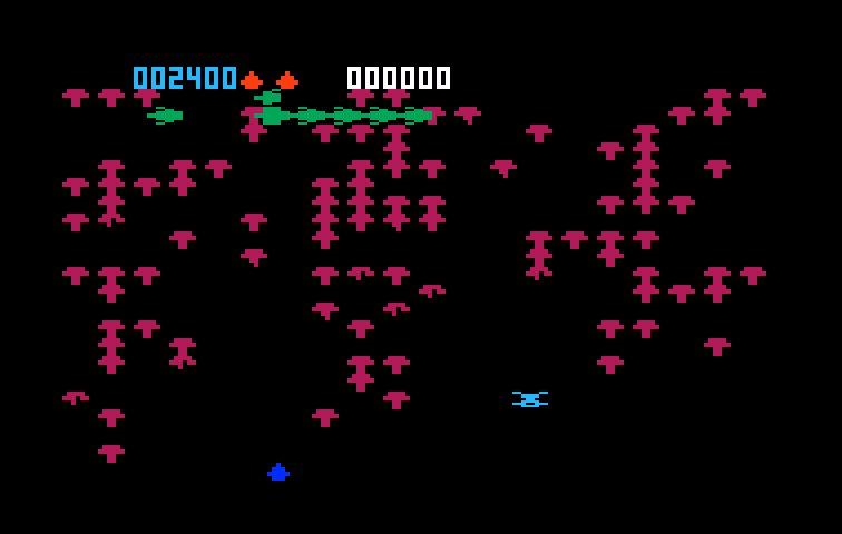 Centipede Intellivision Screenshot: Start of level two.