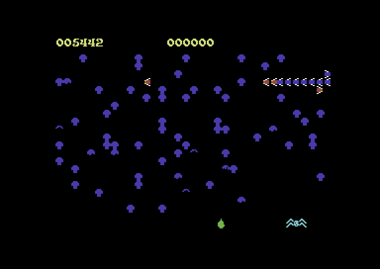 Centipede Commodore 64 Screenshot: Each level has a different color...