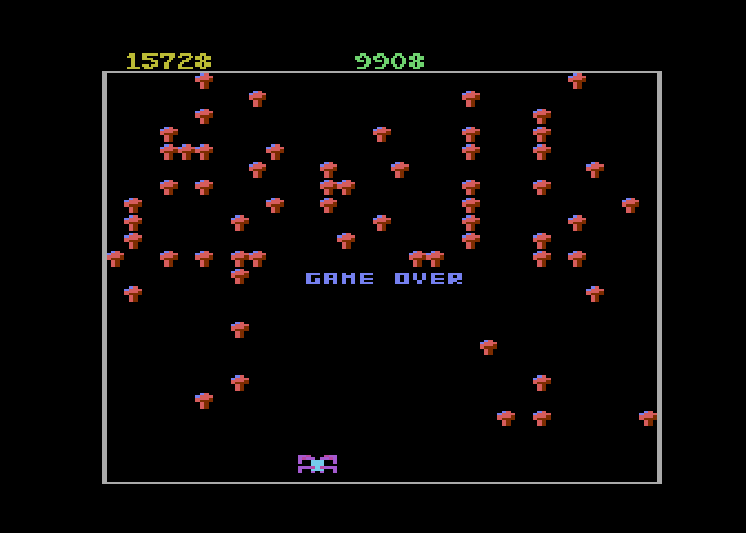 Centipede Atari 7800 Screenshot: Game over.