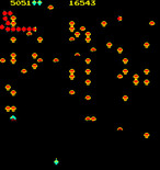 Centipede for Arcade - Fleas appear when there aren't many mushrooms left.