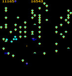 Centipede for Arcade - When a centipede touches a poisoned mushroom it heads straight to the bottom of the screen.