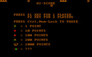 Centipede for IBM PC/Compatibles - The main menu.