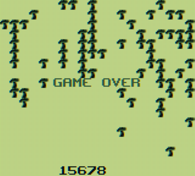 Centipede Game Boy Screenshot: Game over.