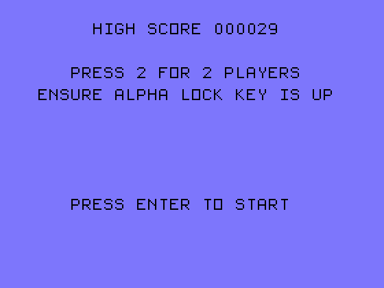 Centipede TI-99/4A Screenshot: Game options.