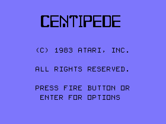 Centipede TI-99/4A Screenshot: Centipede title screen.