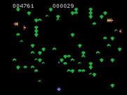 Centipede for TI-99/4A - Only a few centipede segments left.