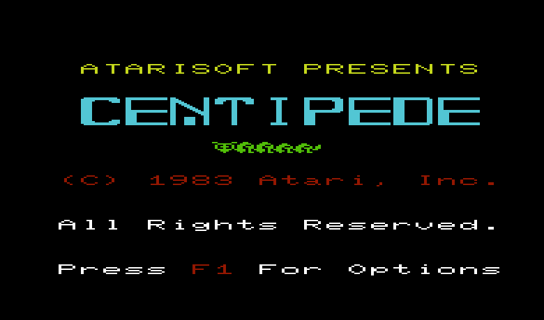 Centipede Commodore VIC-20 Screenshot: Title screen.