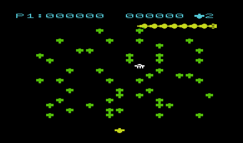 Centipede Commodore VIC-20 Screenshot: Game start.