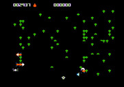 Centipede for Apple II - The centipede nears the bottom of the screen, be careful.