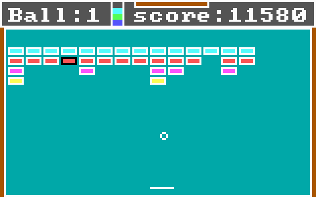 Bricks IBM PC/Compatibles Screenshot: Bricks that have black borders earn bonus points when hit!