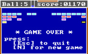 Bricks for IBM PC/Compatibles - Game over.