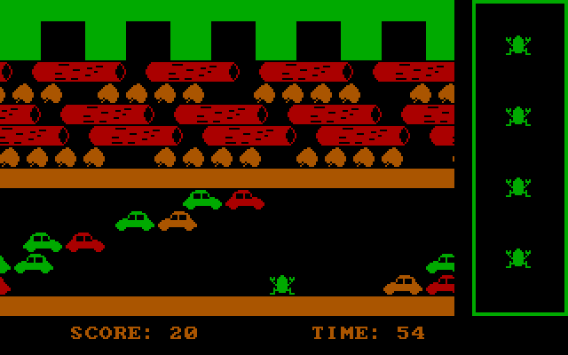 Hopper IBM PC/Compatibles Screenshot: The frog carefully crosses the road...