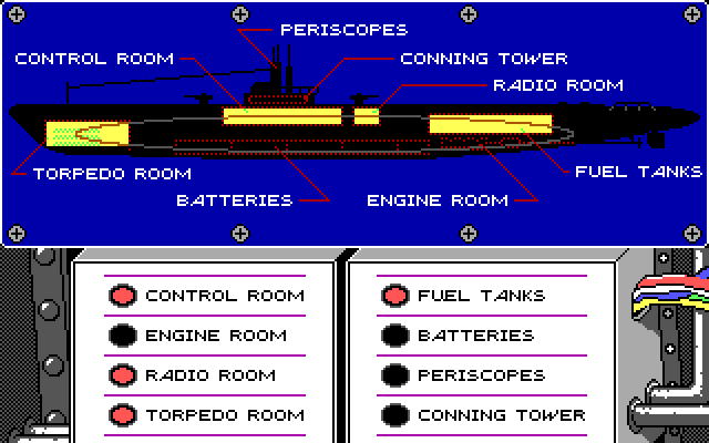 GATO IBM PC/Compatibles Screenshot: Damage report...I've lost some equipment!