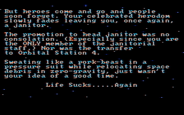 Space Quest II: Chapter II - Vohaul's Revenge IBM PC/Compatibles Screenshot: The story so far...