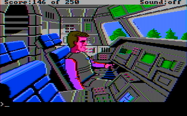 Space Quest II: Chapter II - Vohaul's Revenge IBM PC/Compatibles Screenshot: Ready to take off?