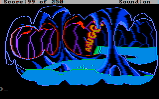 Space Quest II: Chapter II - Vohaul's Revenge IBM PC/Compatibles Screenshot: Fell over a waterfall...oops.