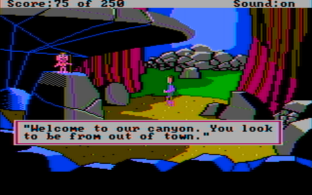 Space Quest II: Chapter II - Vohaul's Revenge IBM PC/Compatibles Screenshot: I suspect you're not from around here...