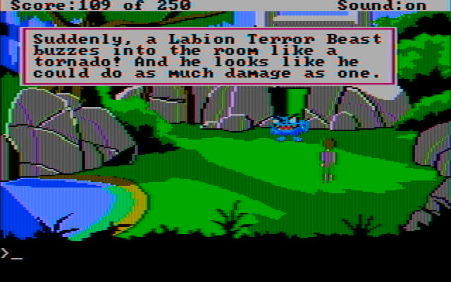 Space Quest II: Chapter II - Vohaul's Revenge IBM PC/Compatibles Screenshot: A terror beast! Be careful, Roger!