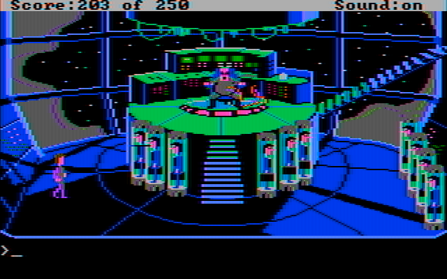 Space Quest II: Chapter II - Vohaul's Revenge IBM PC/Compatibles Screenshot: It's Vohaul! And insurance salesman!