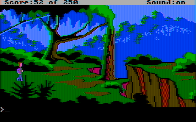Space Quest II: Chapter II - Vohaul's Revenge IBM PC/Compatibles Screenshot: Can you get across this chasm?
