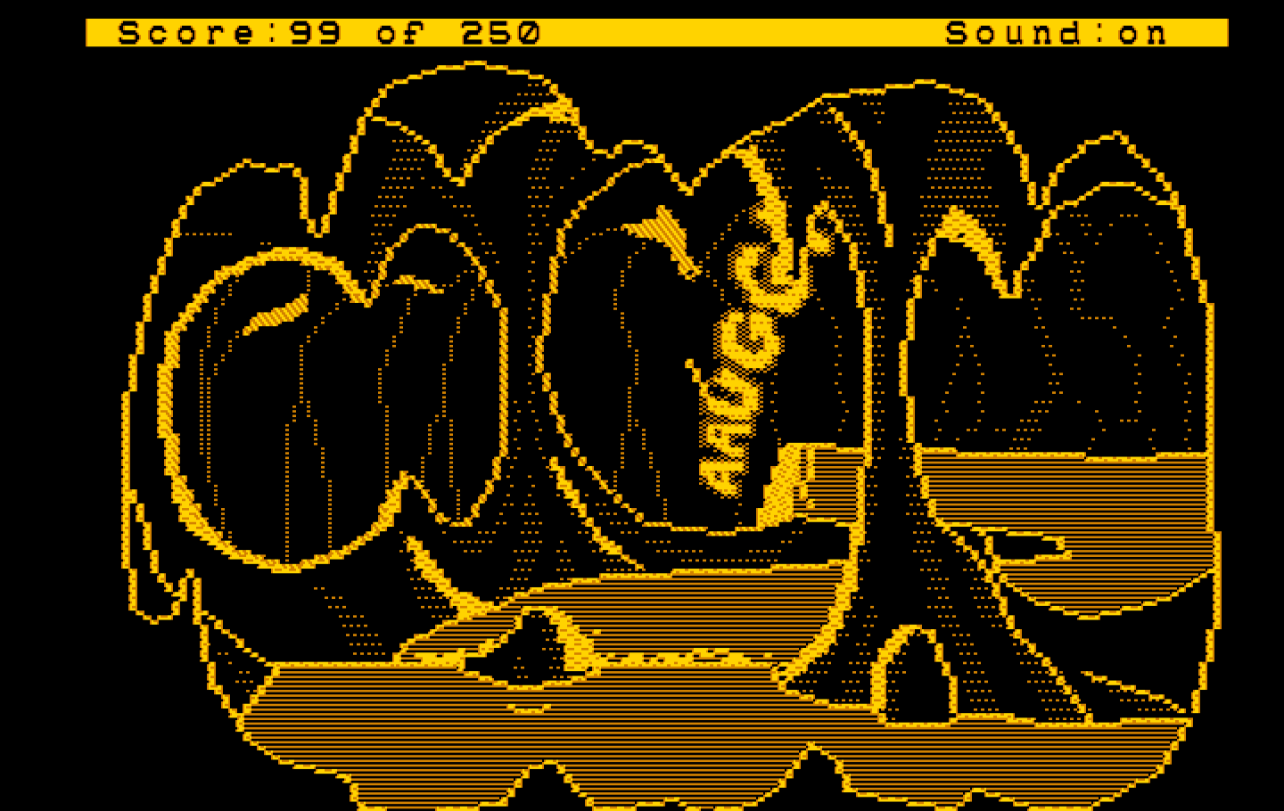 Space Quest II: Chapter II - Vohaul's Revenge IBM PC/Compatibles Screenshot: Oops, Roger fell over a waterfall!