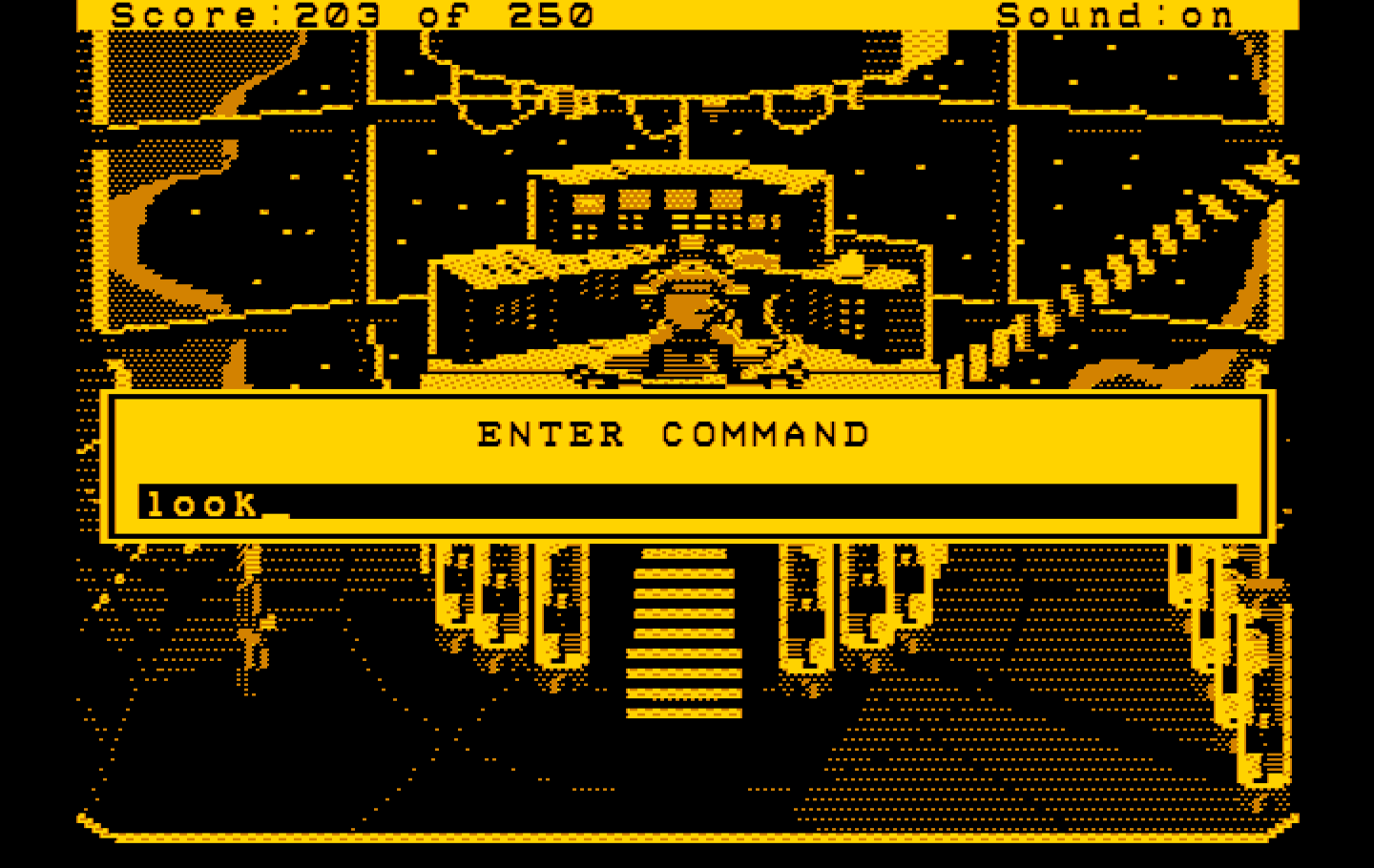 Space Quest II: Chapter II - Vohaul's Revenge IBM PC/Compatibles Screenshot: It's Vohaul! Let's look around a bit...
