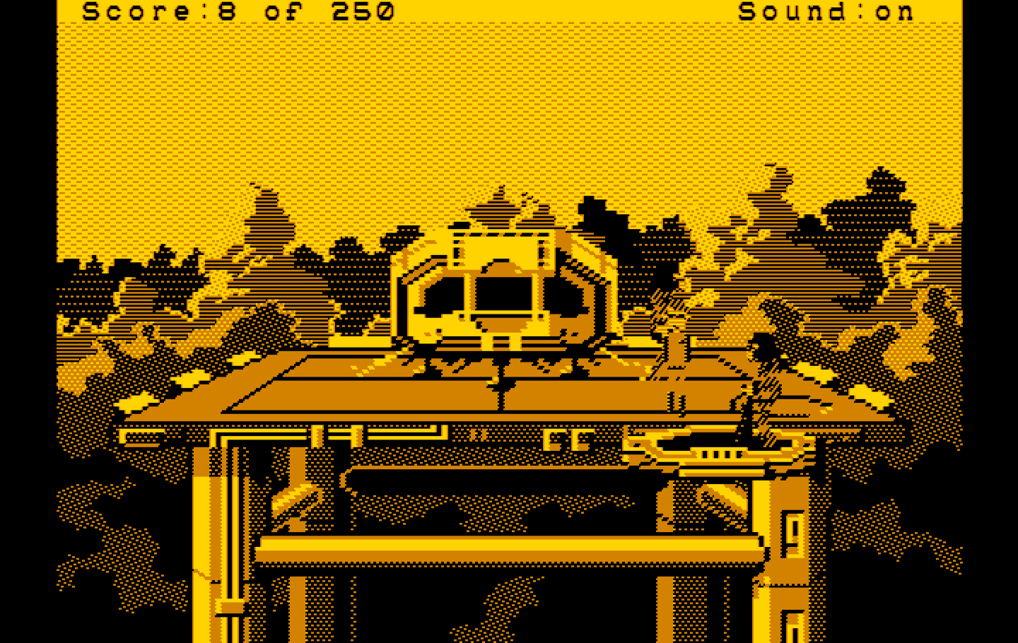 Space Quest II: Chapter II - Vohaul's Revenge IBM PC/Compatibles Screenshot: Some guards escort Roger...