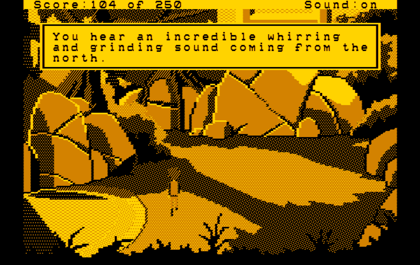 Space Quest II: Chapter II - Vohaul's Revenge IBM PC/Compatibles Screenshot: Sounds like danger approaches...