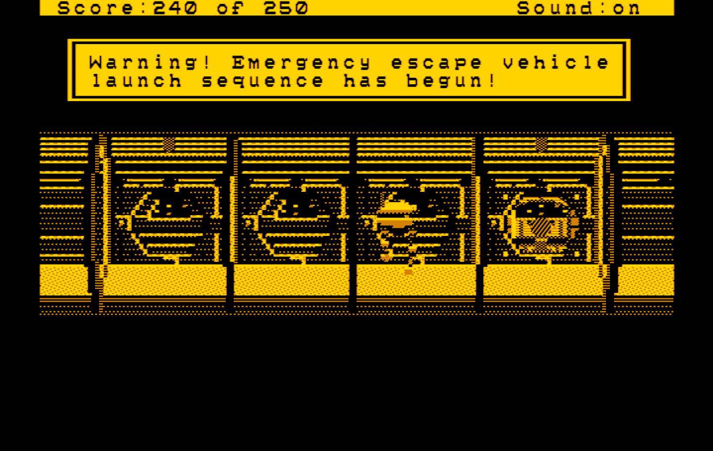 Space Quest II: Chapter II - Vohaul's Revenge IBM PC/Compatibles Screenshot: Escape pod time!