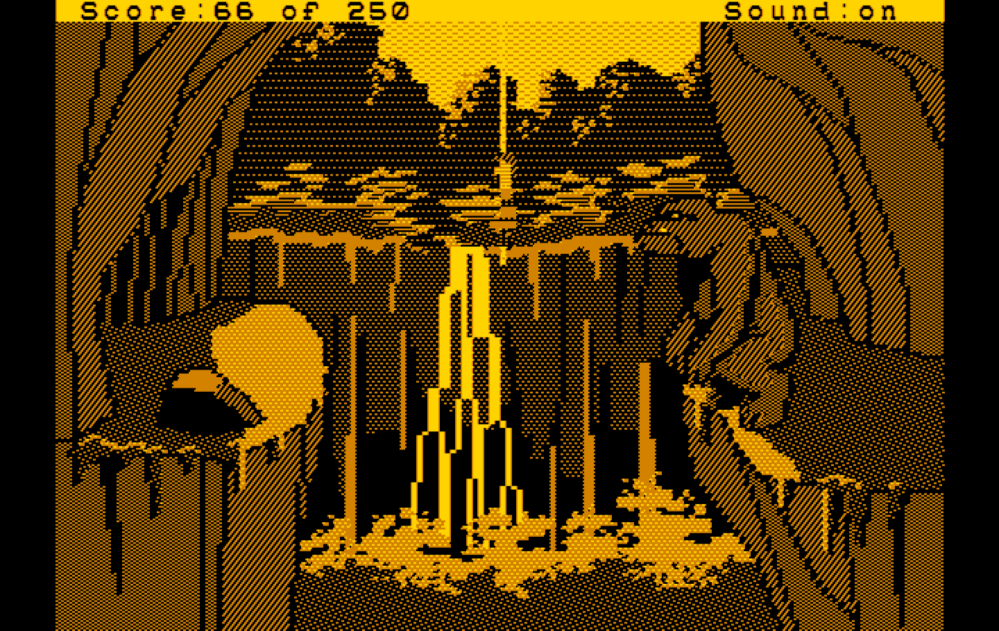 Space Quest II: Chapter II - Vohaul's Revenge IBM PC/Compatibles Screenshot: That giant creature on the right looks dangerous...