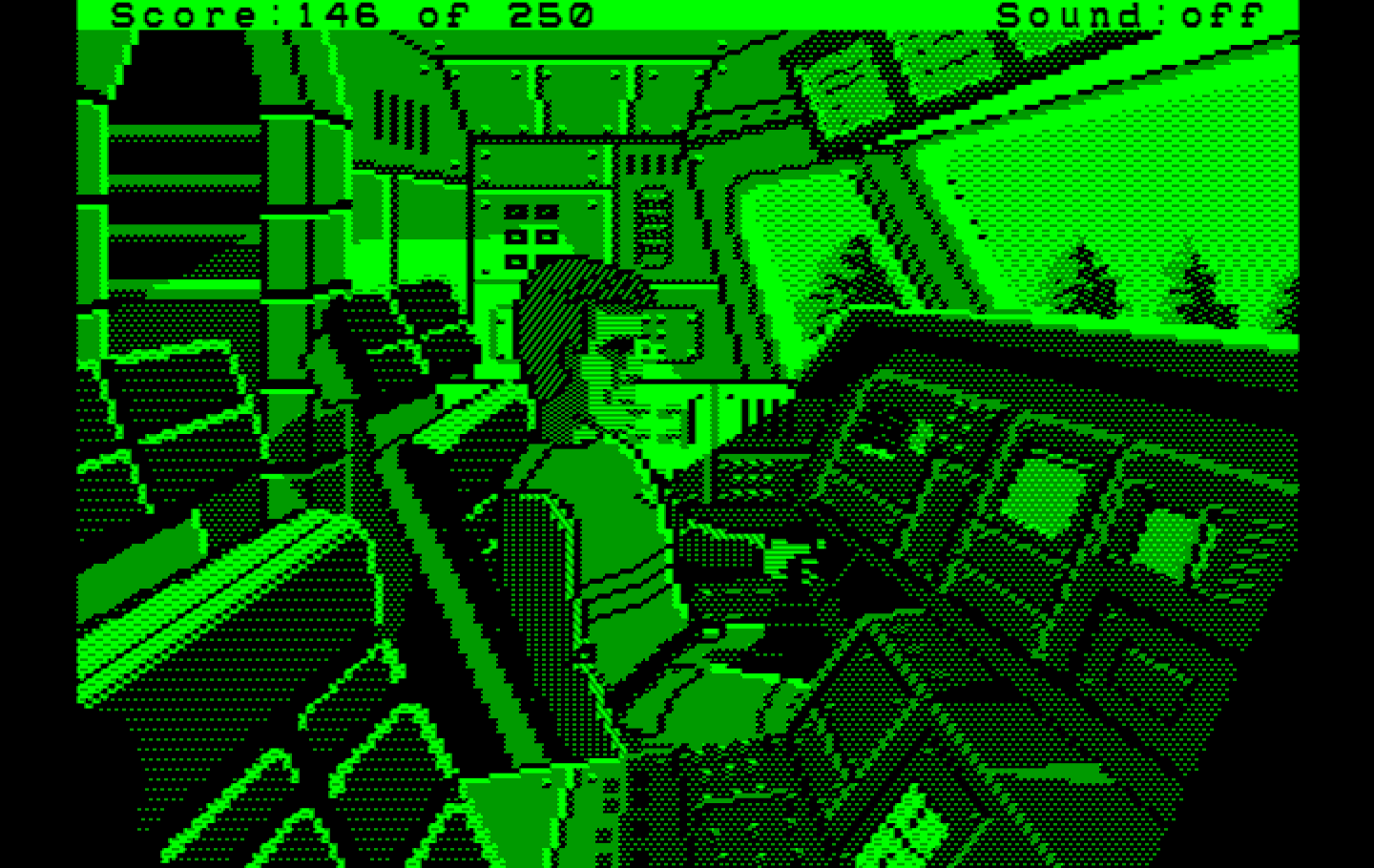 Space Quest II: Chapter II - Vohaul's Revenge IBM PC/Compatibles Screenshot: Roger prepares to pilot a ship...