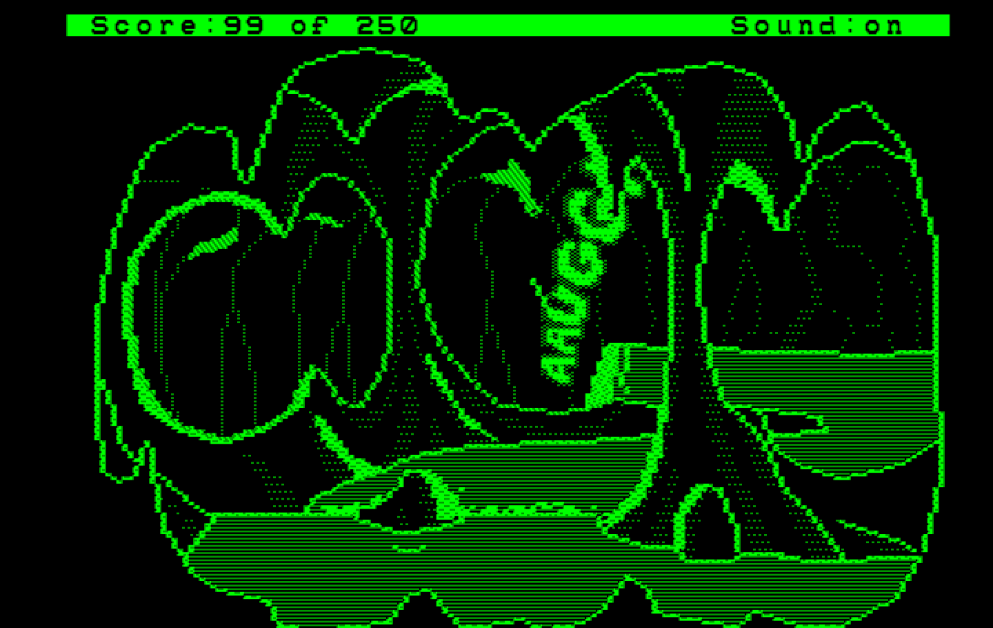 Space Quest II: Chapter II - Vohaul's Revenge IBM PC/Compatibles Screenshot: Oops, Roger fell over a waterfall!