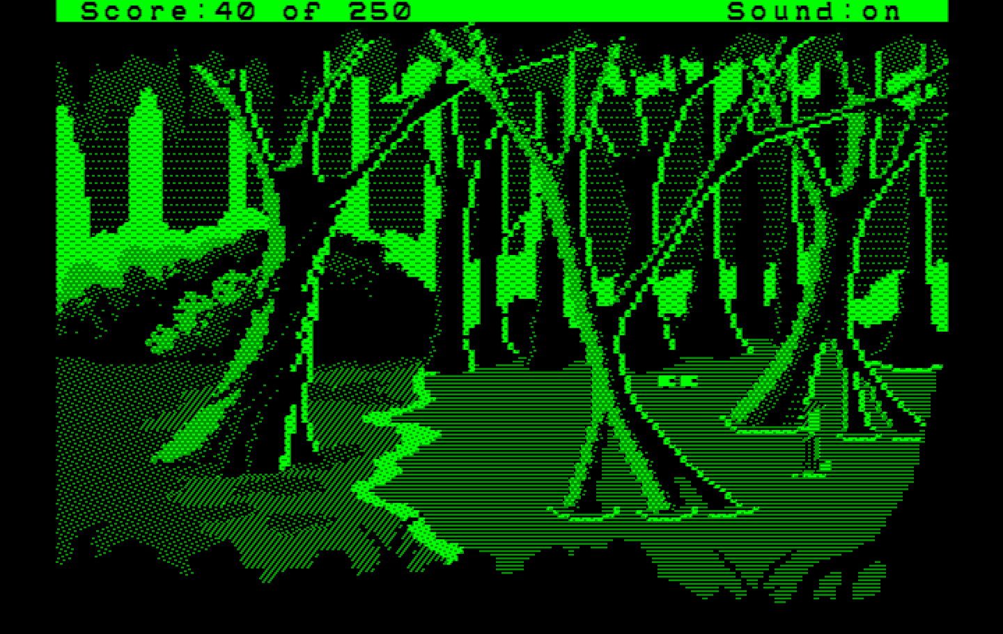 Space Quest II: Chapter II - Vohaul's Revenge IBM PC/Compatibles Screenshot: Entering the swamp...looks dangerous!