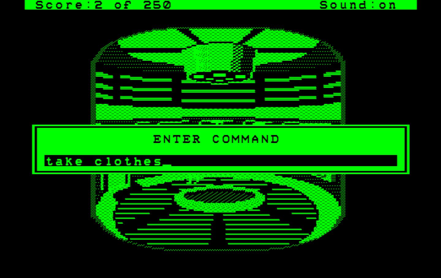 Space Quest II: Chapter II - Vohaul's Revenge IBM PC/Compatibles Screenshot: In the Hercules version the game pauses to allow you to type. This feature is not found in other versions.