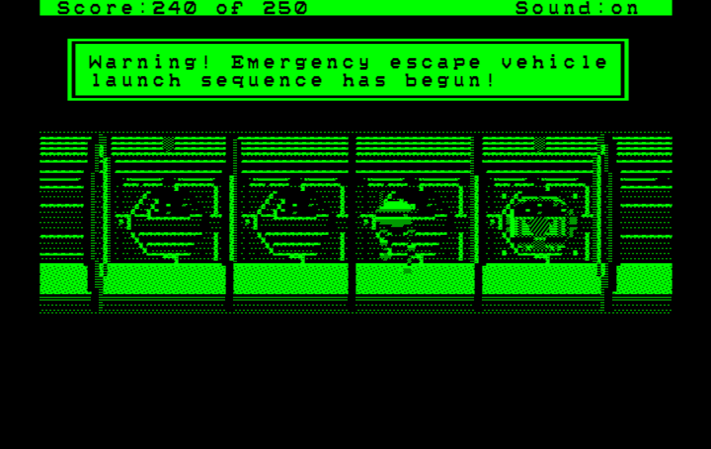 Space Quest II: Chapter II - Vohaul's Revenge IBM PC/Compatibles Screenshot: Escape pod time!