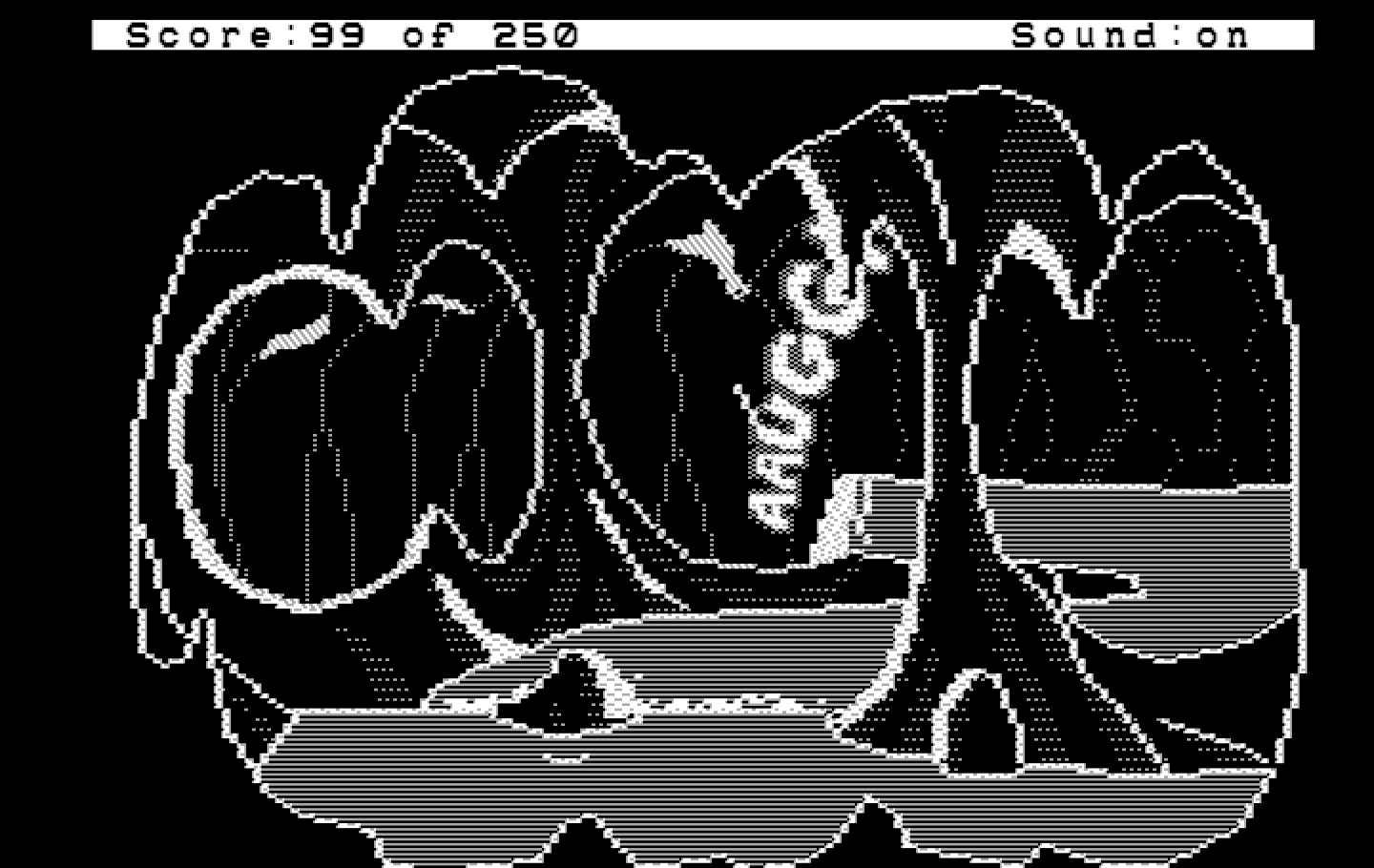 Space Quest II: Chapter II - Vohaul's Revenge IBM PC/Compatibles Screenshot: Oops, Roger fell over a waterfall!