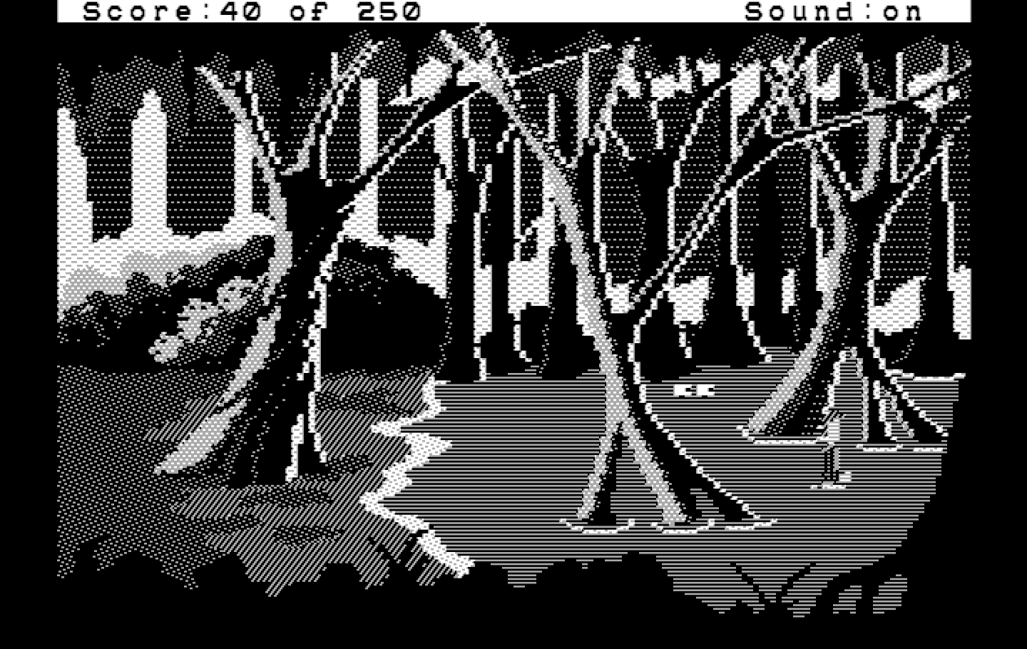 Space Quest II: Chapter II - Vohaul's Revenge IBM PC/Compatibles Screenshot: Entering the swamp...looks dangerous!