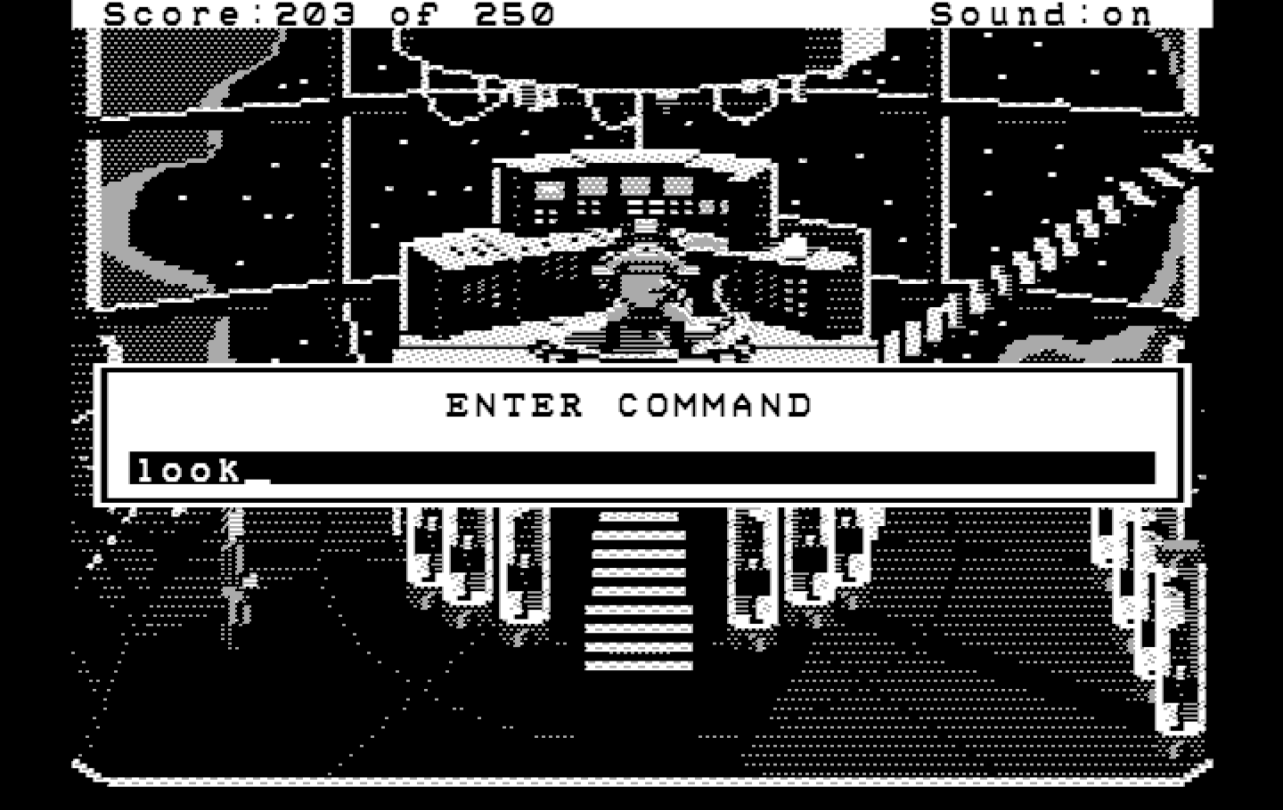 Space Quest II: Chapter II - Vohaul's Revenge IBM PC/Compatibles Screenshot: It's Vohaul! Let's look around a bit...