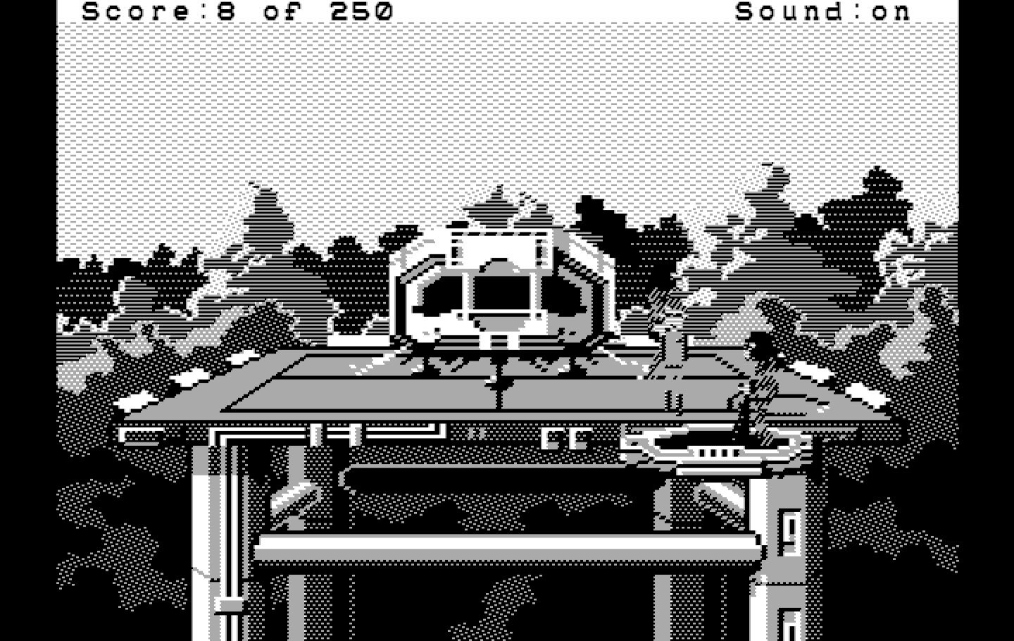 Space Quest II: Chapter II - Vohaul's Revenge IBM PC/Compatibles Screenshot: Some guards escort Roger...