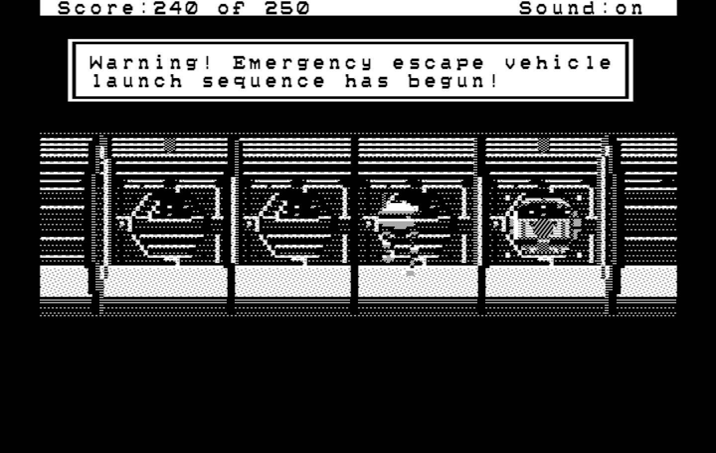 Space Quest II: Chapter II - Vohaul's Revenge IBM PC/Compatibles Screenshot: Escape pod time!