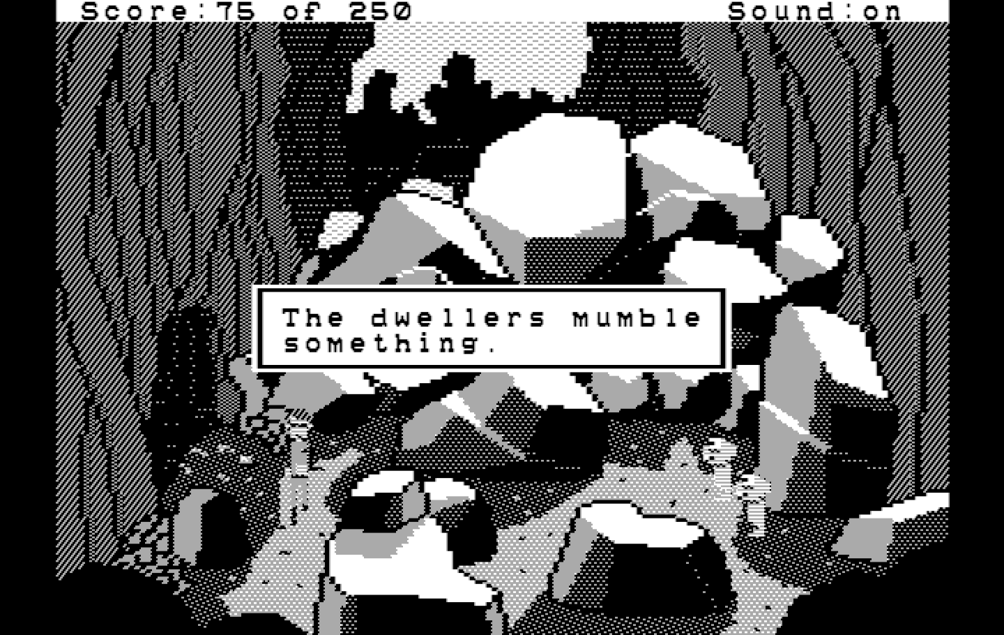 Space Quest II: Chapter II - Vohaul's Revenge IBM PC/Compatibles Screenshot: The dwellers mumble something...