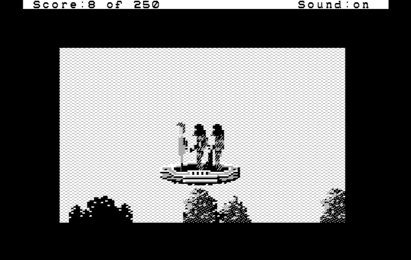 Space Quest II: Chapter II - Vohaul's Revenge IBM PC/Compatibles Screenshot: Flying to some unknown destination...