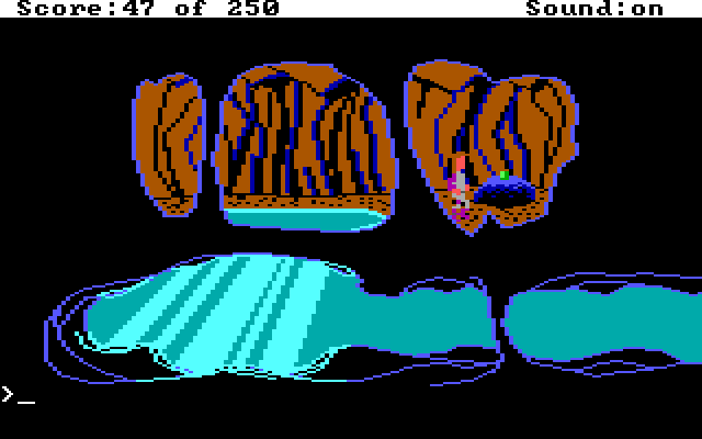Space Quest II: Chapter II - Vohaul's Revenge IBM PC/Compatibles Screenshot: Found something glowing in this cave.