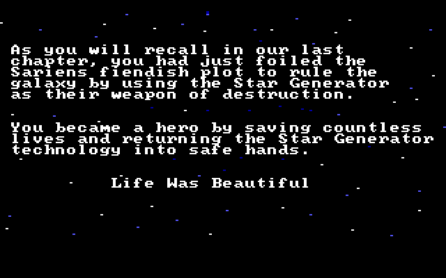 Space Quest II: Chapter II - Vohaul's Revenge IBM PC/Compatibles Screenshot: The story so far...