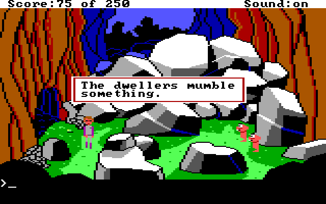 Space Quest II: Chapter II - Vohaul's Revenge IBM PC/Compatibles Screenshot: The dwellers mumble something...