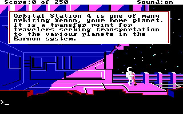 Space Quest II: Chapter II - Vohaul's Revenge IBM PC/Compatibles Screenshot: The start of the game.