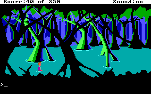 Space Quest II: Chapter II - Vohaul's Revenge IBM PC/Compatibles Screenshot: Don't sink into the swamp...