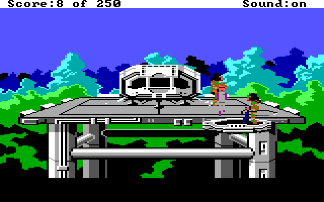Space Quest II: Chapter II - Vohaul's Revenge IBM PC/Compatibles Screenshot: Roger is in custody of some apes.
